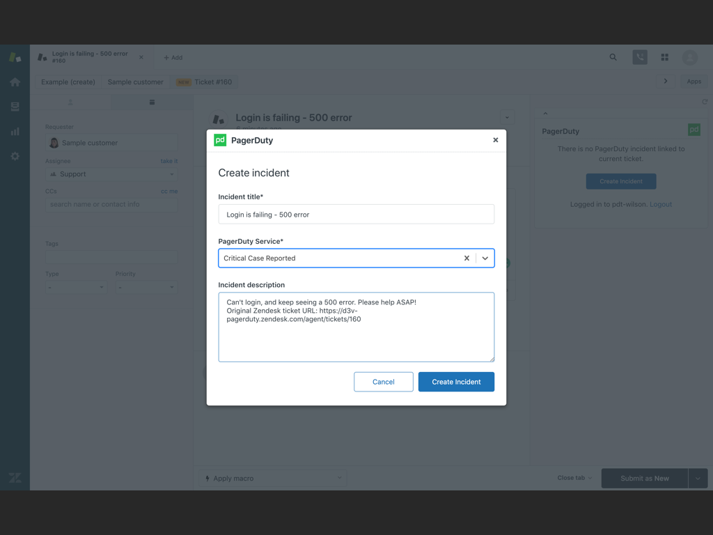 PagerDuty (EU) dashboard view — IT and HR app on the Zendesk Marketplace